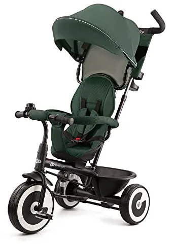 Kinderkraft Aston Triciclo Evolutivo, Bicicleta Sin Pedales, Bicicleta Bebe, para Niños, Cinturón, con Accesorios, Portavasos, Cesta, 9 Meses a 25 kg, Verde