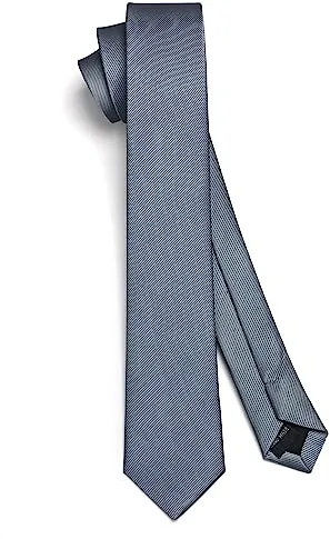 HISDERN Corbata gris oscuro Corbata delgada de seda Corbatas delgadas para hombres Corbata sólida Corbata formal clásica para boda de negocios (6 cm)