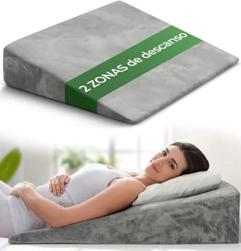 Well B4 Cojín cuña ergonómico para Cama y sofá, Almohada cuña [con 2 Zonas de reclinación], cojin Espalda, cómoda Almohada antirreflujo y cojín de Lectura para elevación del sueño o como Respaldo