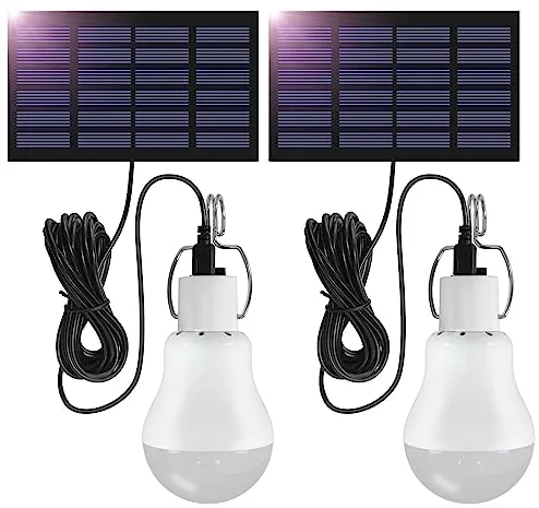 Lámpara Solar Colgante Exterior 3W Con Cable 3,45M, Portátil Con Panel, Farolillo Recargable Para Pesca, Tienda de Campaña, Senderismo, Emergencia, Jardín, 2 Juegos