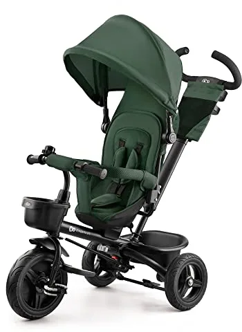 Kinderkraft Aveo Bebé, Plegable, Trike, Bicicleta para Niños, Triciclo Evolutivo, Sin Pedales, Bicicleta Bebe, con Accesorios Práctico, Dos Cestas, 9 Meses a 25 kg, Verde