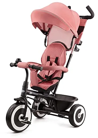 Kinderkraft Aston Triciclo Evolutivo, Bicicleta Sin Pedales, Bicicleta Bebe, para Niños, Cinturón, con Accesorios, Portavasos, Cesta, 9 Meses a 25 kg, Rosa