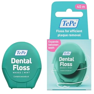Hilo dental TePe, hilo dental libre de pfas, varias hebras y mayor superficie para una limpieza respetuosa y eficaz entre los dientes, para espacios de nulos a estrechos