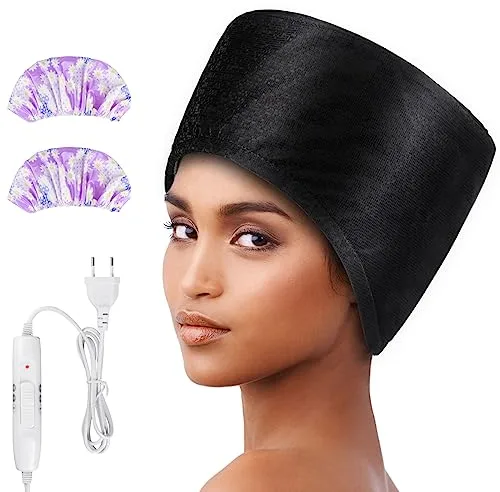 Gorro Termico Peluqueria, Gorro Calor Pelo termico, Gorro Termico para Mascarilla con 2 modos de temperatura (Black)