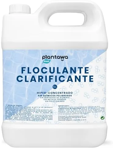 PLANTAWA Floculante Piscina 5L | Clarificador de Agua Turbia para Piscinas | Floculante Líquido de Alta Eficacia | Mejora la Filtración | Acción Rápida y Compatible con Todo Tipo de Piscinas