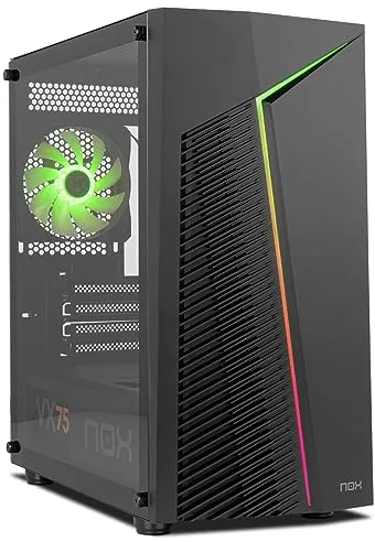 NOX Xtreme Products Infinity Zeta –Minitorre Micro ATX/ITX ARGB Rainbow dinámica,Panel Lateral de Cristal Templado, Espacio para 6 Ventiladores, Compatible con Gráficas - hasta 310 mm, USB 3.0, Negro