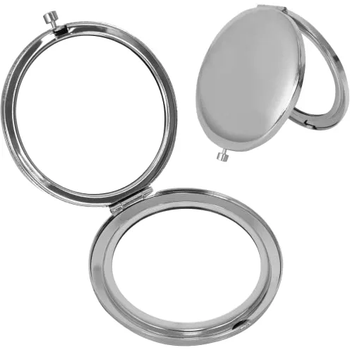 Tolenre Espejo Compacto con Aumento, Espejo Plegable Portátil de Doble Cara, Espejo de Bolsillo Pequeño, Mini Espejo de Viaje Redondo, Espejo de Maquillaje Espejo de Bolsillo, para Mujeres (Plata)