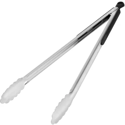 AMIG - Pinzas Barbacoa Fireplus - Acero Inoxidable - Mango Antideslizante - Resistente al Calor - Longitud 34,5 cm - Perfectas para Parrillas y Ahumadores