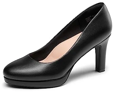 DREAM PAIRS Zapatos de Tacón Alto Vestir de Salón Cómodos para Mujer Clásicos para con Plataformas de 1cm para Trabajo Fiesta,Size 40,Negro-PU,SDPU2365W