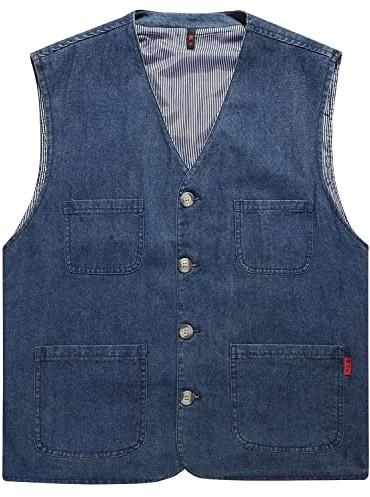 KTWOLEN Hombres Chaleco de Pesca con Multibolsillos Aire Libre Casual Respirable Sin Mangas Chaleco para Cámping Fotografía Caza, A-Azul, M