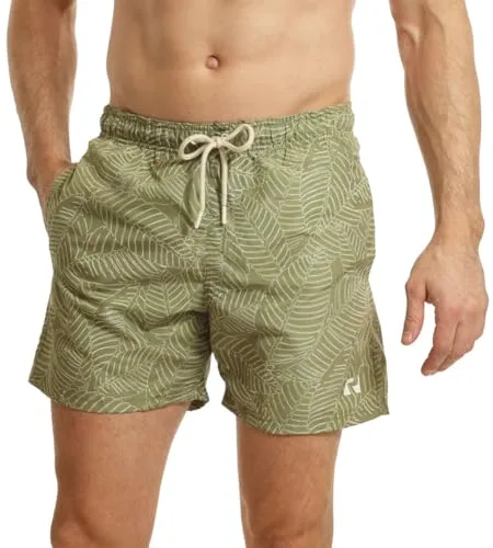 RIPT Essentials Bañador para hombre Shorts de Baño con Protección Solar UV 50 de Secado Rápido, Estampado de hojas caqui, M