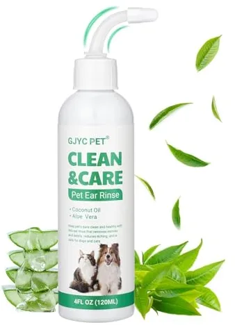 Lavado de Oídos para Perros, Gotas para Oídos que Alivian la Inflamación y Picor, Limpiador de Oídos para Mascotas, Solución de Limpieza para Oídos Caninos, Eliminador de Cera, Suciedad y Mal Olor en