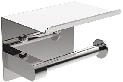 Ibergrif MK34053 - Portarrollos Adhesivo Sin Tapa de Papel Higiénico con el Teléfono Móvil Estante de Almacenamiento, Plata, Acero Inoxidable