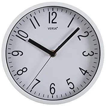 Versa Raven Reloj de pared NUEVO MECANISMO Y CALIDAD MEJORADA silencioso y decorativo, para Cocina, Salón o Comedor - Fácil de leer, Medidas (Al x L x An) 20 x 4,3 x 20 cm, Polipropileno, Color Blanco