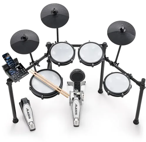 Alesis Nitro Max Kit - Batería Electrónica Compacta con Parches de Malla Silenciosos, Caja de Doble Zona de 10", Bluetooth, +440 Sonidos BFD, Drumeo, USB MIDI, Pedal de Bombo