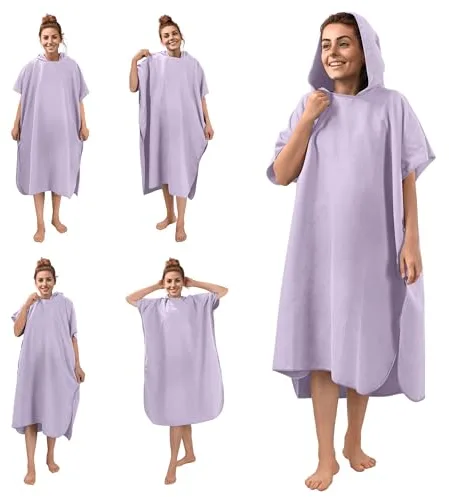 JEMIDI Poncho surf con capucha - Ponchos de microfibra unisex para mujer y hombre adulto - Para surf cambiador playa natación - Con bolsa de transporte - Talla S/M