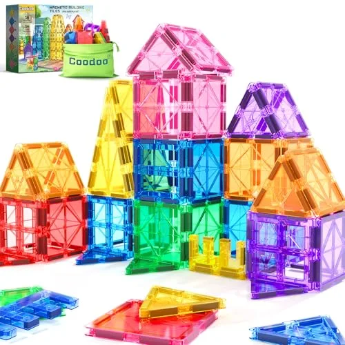 Coodoo Magnéticos de Construcción para Niños de 2 y 3, Bloques Magnéticos para niños pequeños, Juguetes de Construcción sensoriales Montessori para Exteriores para niños y niñas de más de 3 años