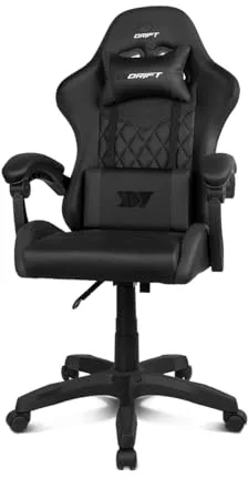 DRIFT GAMING DR35 – Silla Gaming Ergonómica Profesional con Reposabrazos 2D Ajustables, Soporte Lumbar y Cervical, Reclinable 135°, Tapizado en Cuero Sintético, Ruedas Silenciosas, Base Robusta, Negro