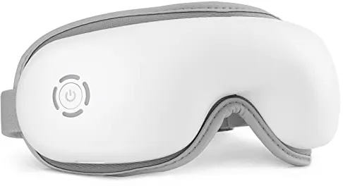Mafiti Masajeador de ojos con calor, compresión de aire mejorada con música Bluetooth recargable terapia ocular masajeador para aliviar la tensión ocular, ojeras, ojos secos, mejorar el sueño (Blanco)
