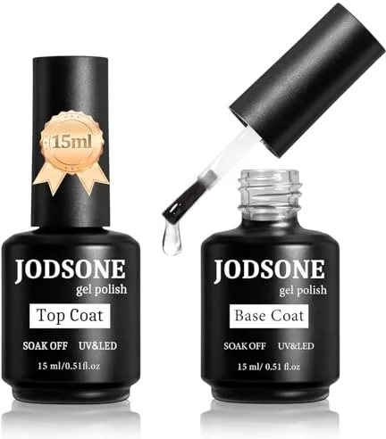 JODSONE 2 Botellas de Top Coat Base Coat Esmalte de Gel Set Superficie Brillante En casa DIY Nail Salon Chica Regalo…