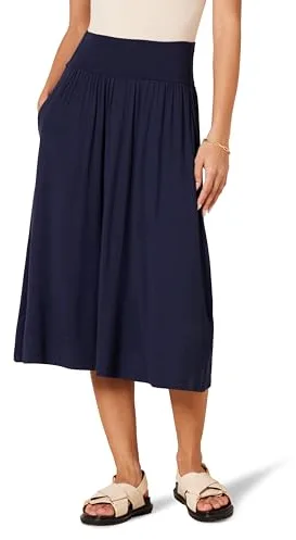 Amazon Essentials Falda Midi de Punto con Tirantes Mujer, Azul Marino, M