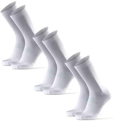 DANISH ENDURANCE Calcetines de Ciclismo, Calcetines Deportivos Anti-Ampollas Hombre Acolchados y Transpirables, para Hombres y Mujeres, 3 y 5 Pack, Blanco/Negro, 43-47