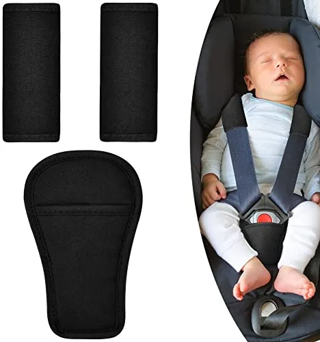 AOMIG Protector Cinturon Coche Niños, 3pcs Almohadilla Cinturon Coche Niños, Almohadilla para Cinturón de Seguridad de Entrepierna, Funda Cinturon Coche para Protegen Recién Nacidos, Bebés y Niños