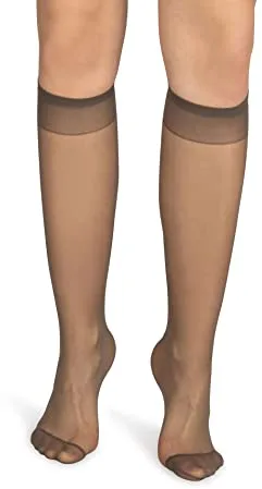 NOQ Medias hasta la rodilla para mujer, monocolor, 15 DEN, estilo casual, sin presión, semimate transparente, con parte superior cómoda, dos pares, talla única, Lyon., Talla única