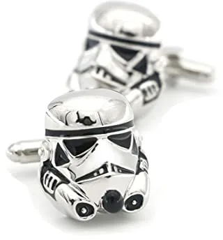 GAUEIOUR Gemelos de Stormtrooper, accesorios de moda para camisa, regalos personalizados para hombre (plata), 3cm, acero aleado