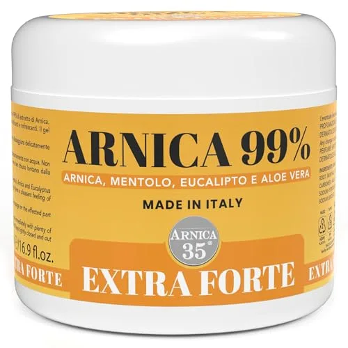 Arnica 35 – Arnica Gel Extra Fuerte 99%, Efecto Refrescante, 500 ml, Para Masajes en Músculos y Articulaciones Fatigados, También Util para la zona cervical, con Mentol, Eucalipto y Aloe Vera
