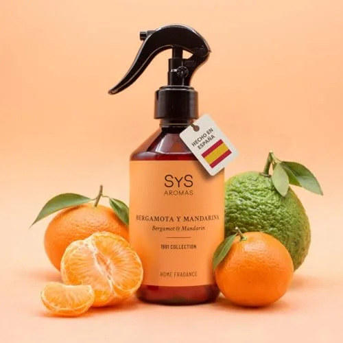 SYS Aromas Ambientador Pulverizador Bergamota y Mandarina 1991 - Spray Concentrado - Aroma Cítrico y Herbal - Fragancia Duradera, Elimina Olores - Ideal para Hogar, Oficina, Baño - 300 ml