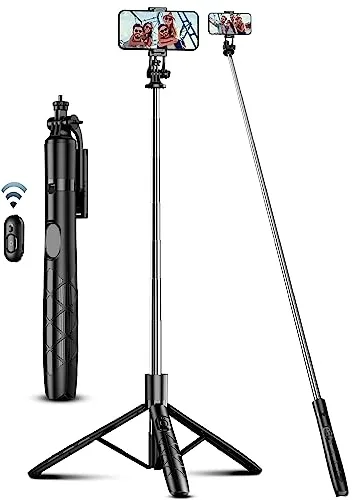 180cm Trípode para Movil, Palo Selfie Tripode con Control Remoto Desmontable para Teléfono Móvil, Soporte de Trípode de Teléfono Compatible con iPhone/Samsung/GoPro/Cámara