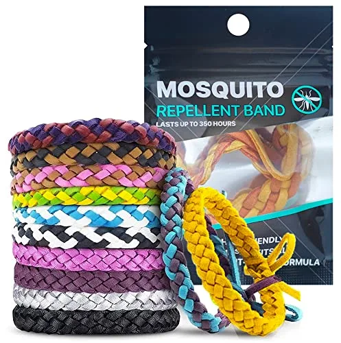 Paquete de 10 pulseras repelentes de mosquitos, ajustables, de cuero, sin DEET, para adultos y niños, protección repelente de insectos de 350 horas
