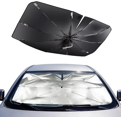 Mulor Parasol Parabrisas Coche Parasol Coche Delantero Plegable Paraguas Barra de Soporte Doblar 360°Rotatoria