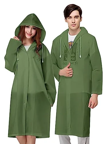 Vicloon Chubasqueros Impermeable, 2 de Paquete Poncho de Lluvia Impermeable Reutilizable con Capucha y Mangas, Unisex EVA Poncho para Viajes, Excursionismo y Exteriores