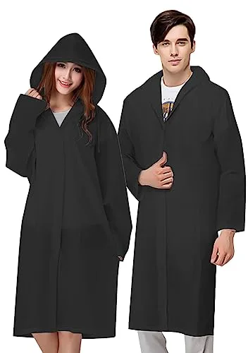 Vicloon Chubasqueros Impermeable, 2 de Paquete Poncho de Lluvia Impermeable Reutilizable con Capucha y Mangas, Unisex EVA Poncho para Viajes, Excursionismo y Exteriores