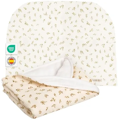 MIMUSELINA Manta Arrullo Bebe Recien Nacido Invierno | 2 en 1 Manta Bebes y Arrullo para Bebes | Suave de Algodon y Coralina 90x70cm | Calido y Ligero | Fabricado en España | Ecru