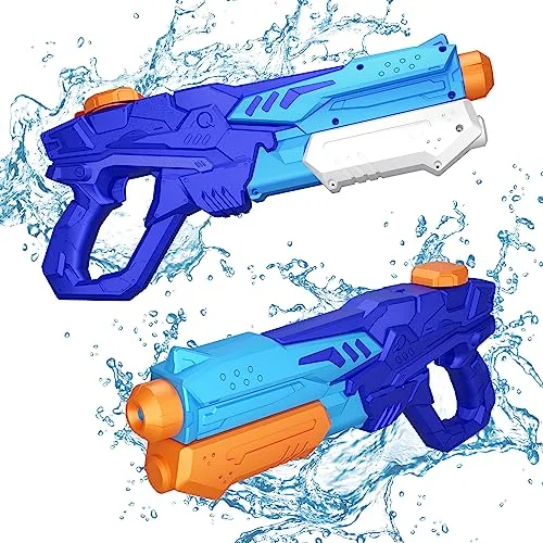 MOZOOSON Pistola de Agua Niños, Juguete de Pistola Agua con Capacidad de Humedad de 600 ml, Largo Alcance de 33Ft Juguete Blaster para Niños y Adultos(2 Pack)