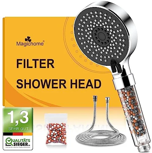Magichome Alcachofa de Ducha Alta Presión Con Manguera 2M, 5 Modos, Filtro de 3 Capas, Cabezal Negro