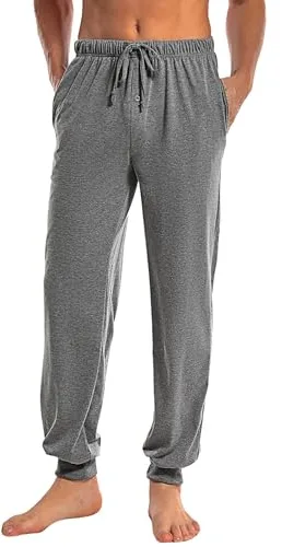 Marvmys Pantalón Pijama Hombre Largo Pantalones Casa Casuales Color Sólido con Puños Bolsillos Cinturón Abertura gris oscuro M