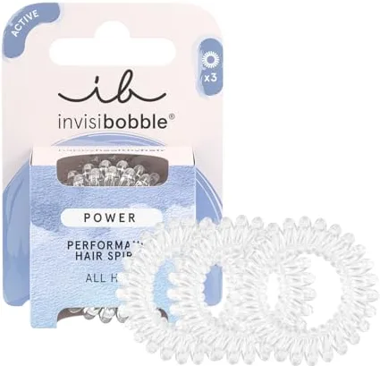 invisibobble Power Crystal Clear - Coletero en espiral transparente para cabello grueso y estilo de vida activo, tecnología HAIRLOVETECH, agarre fuerte y comodidad, ideal para hombres y mujeres
