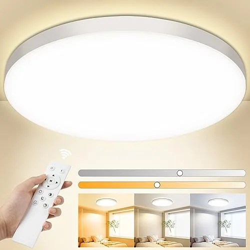 OUILA Plafon LED Techo Regulable,24W 3000K-6500K Lampara con Mando a Distancia,2000LM IP44 Lampara para Dormitorio Cocina Salon Baño Comedor Pasillo Ø28cm