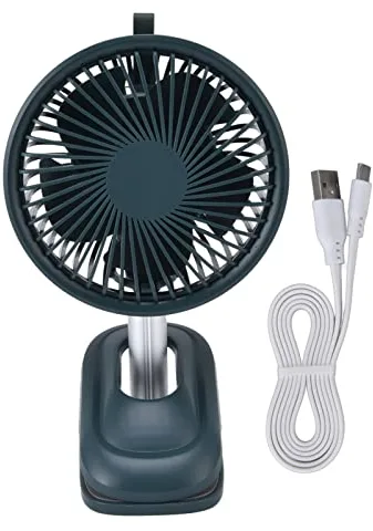 LIZEALUCKY Ventilador De Escritorio Portátil con Clip, Clip De Ajuste De 360 ​​Grados En 2000 MAh, Carga USB, 3 Modos De Velocidad, Fuerte Flujo De Aire, Abrazadera Resistente(Green)
