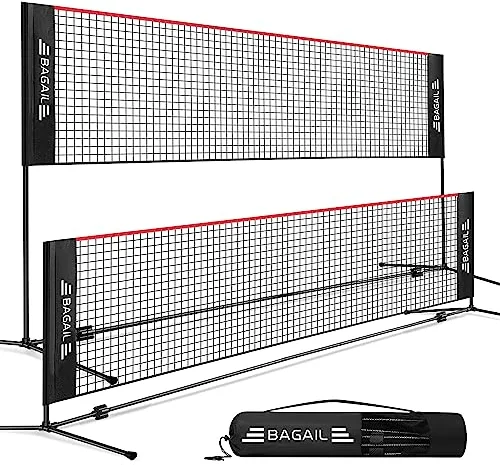 BAGAIL Red de Bádminton Plegable Hecha de Nailon con Soporte de Altura Regulable y Bolsa de Transporte, Fácil de Montar y Desmontar, Jugar al Tenis, Bádminton o Voleibol