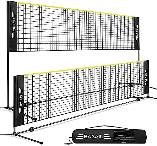 BAGAIL Red de Bádminton Plegable Hecha de Nailon con Soporte de Altura Regulable y Bolsa de Transporte, Fácil de Montar y Desmontar, Jugar al Tenis, Bádminton o Voleibol