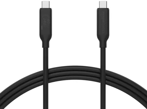 Amazon Basics Cable de carga rápida, USB-C a USB-C 4, 40 Gbps, vídeo 8K, 240 W, certificación USB-IF, Thunderbolt 4/3, compatible con iPhone 16/15, iPad, Samsung Galaxy, tabletas, portátiles,1m, Negro