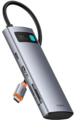 Baseus Hub USB C 7 en 1 Adaptador con HDMI 4K@60Hz, PD 100W, 3 USB-A 3.0 5Gbps, Lector de Tarjetas SD/TF, Docking Station para Portátil Compatible con Windows/Mac/iPad/Steam Deck/Rog Ally