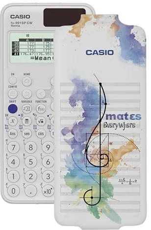 Casio FX-991SP CW - Calculadora Científica ilustrada con nota musical, Recomendada para el Currículum Español y Portugués, 5 Idiomas, más de 560 Funciones, Solar, Color Blanco