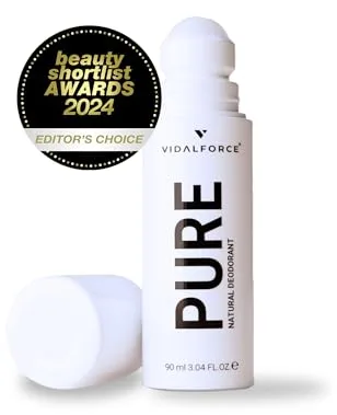PURE Desodorante Sin Aluminio Ni Parabenos I Fragancia Fresca Unisex I XXL 90ml Roll-On con Protección de 24h Sin Aluminios ni Parabenos 100% Natural y 71% BIO con 100/100 en Yuka