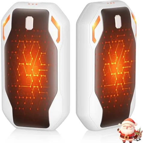 PHEJIE 2 Packs Calentador de Manos Recargable, Reutilizable Electrico Calienta Manos, Portátil de Bolsillo Calor con 3 Modos 40-55°C para Deportes al Aire Libre, Camping, Senderismo - Blanco y Negro